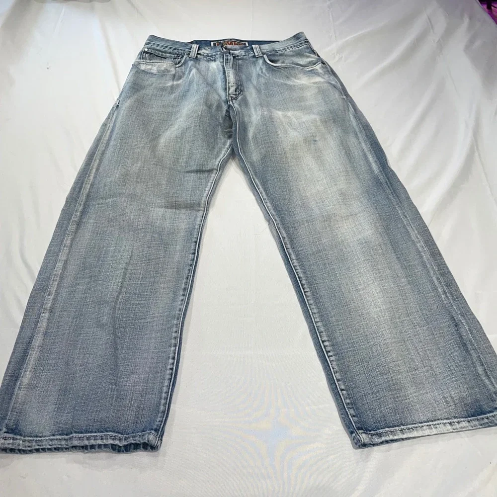 Levis 569 Loose Straight Jeans Mens 34x30 Light Wash Blue Denim Cotton 569-0125